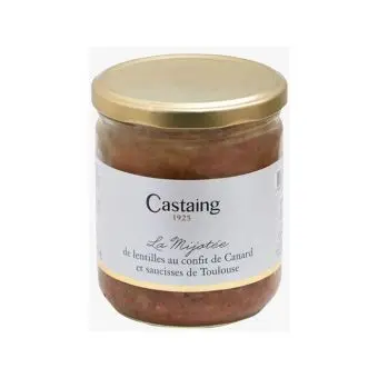Mijotée de lentilles, confit de canard et saucisses de Toulouse 400g